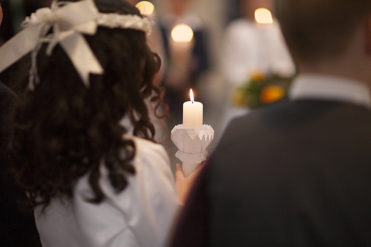 first communion, candle, religion