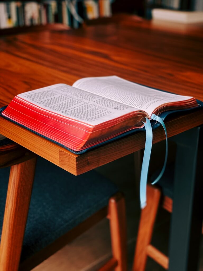 shallow focus photo of book on brown wooden table